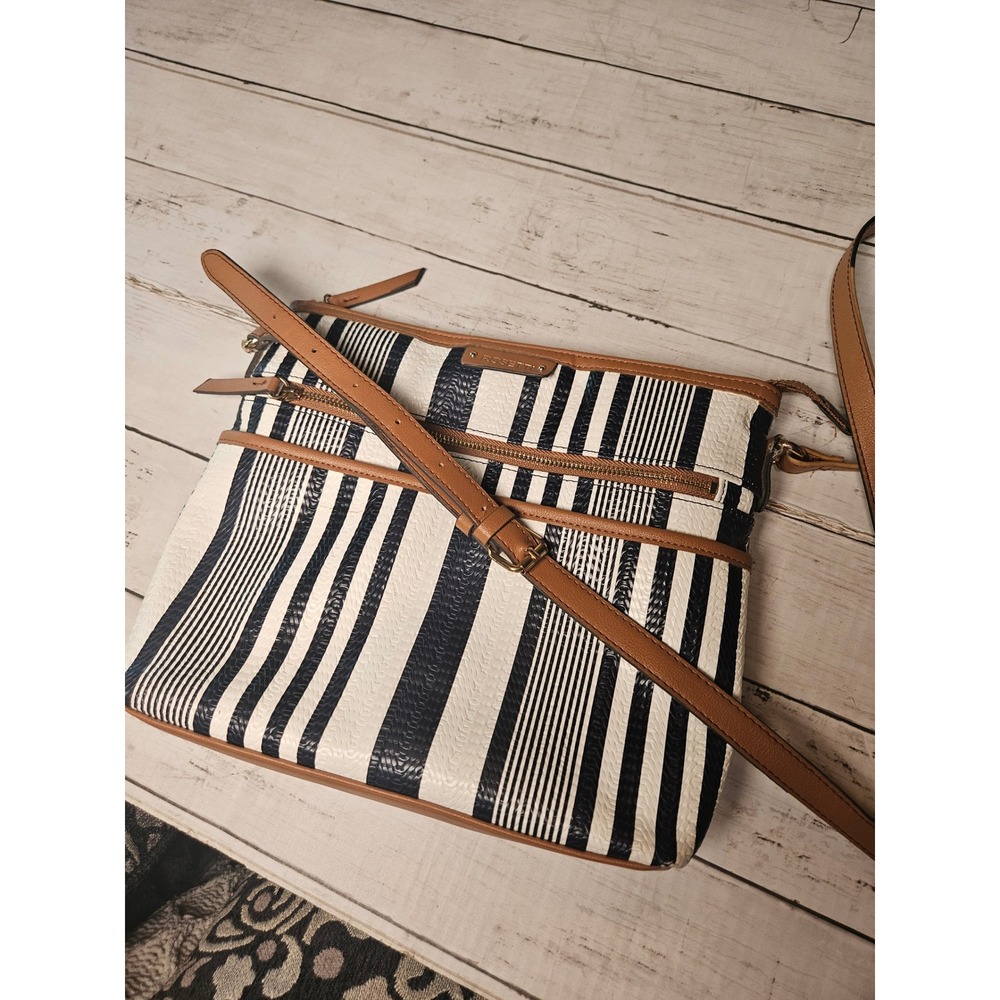 Rosetti Navy White Striped Crossbody Bag Nautical Faux Leather Trim